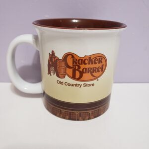 Cracker Barrel Brown Tan Wide Mouth Coffee Cup Mug 4"